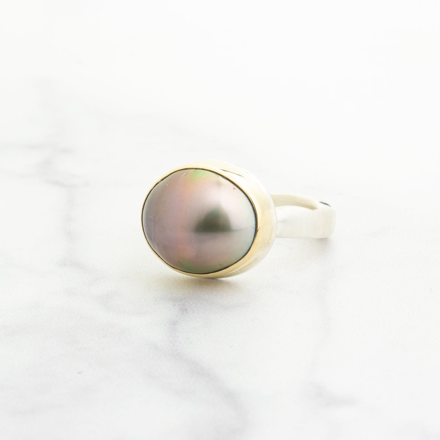 Sterling & 14K Gold Small Tahitian Pearl Ring