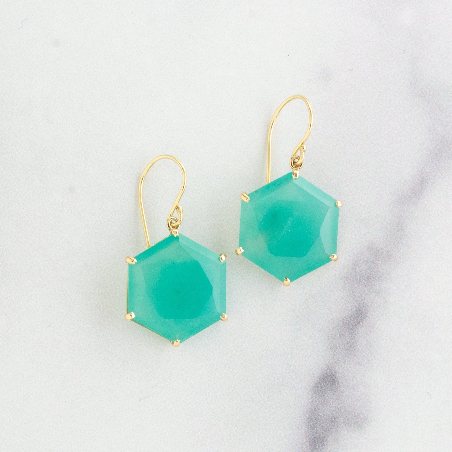 14K Gold Aquaprase Prong Earrings