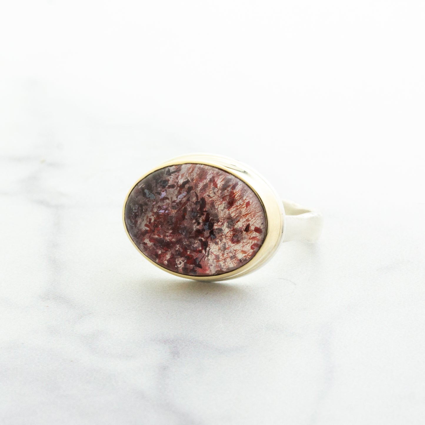 Sterling & 14K Gold Oval Seven Mineral Ring