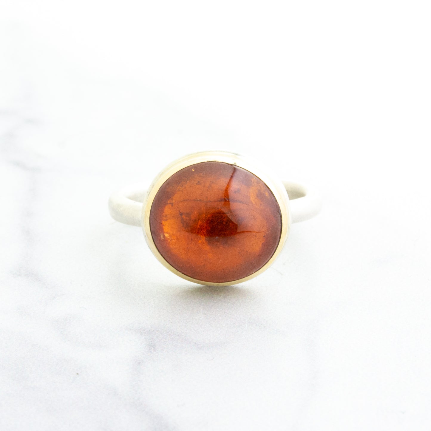 Sterling & 14K Gold Oval Spessartite Garnet Ring