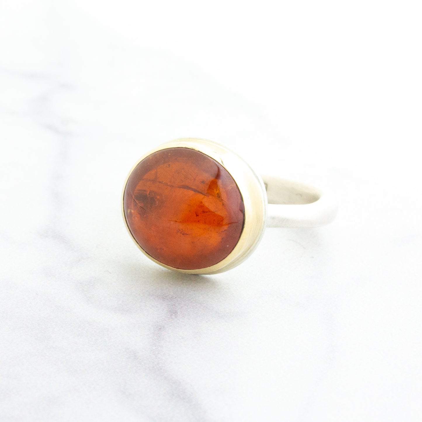 Sterling & 14K Gold Oval Spessartite Garnet Ring