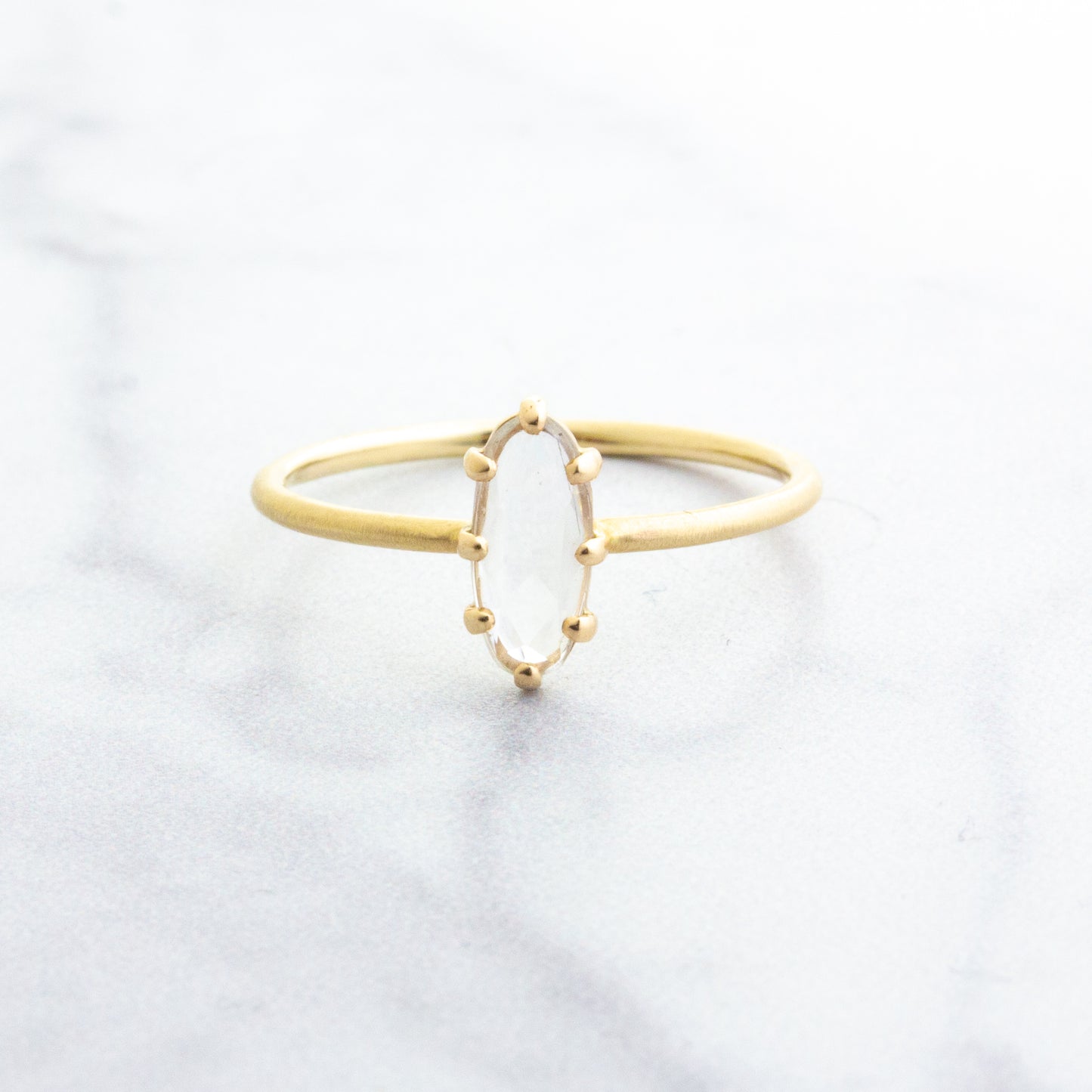 14K Gold & White Sapphire Ring