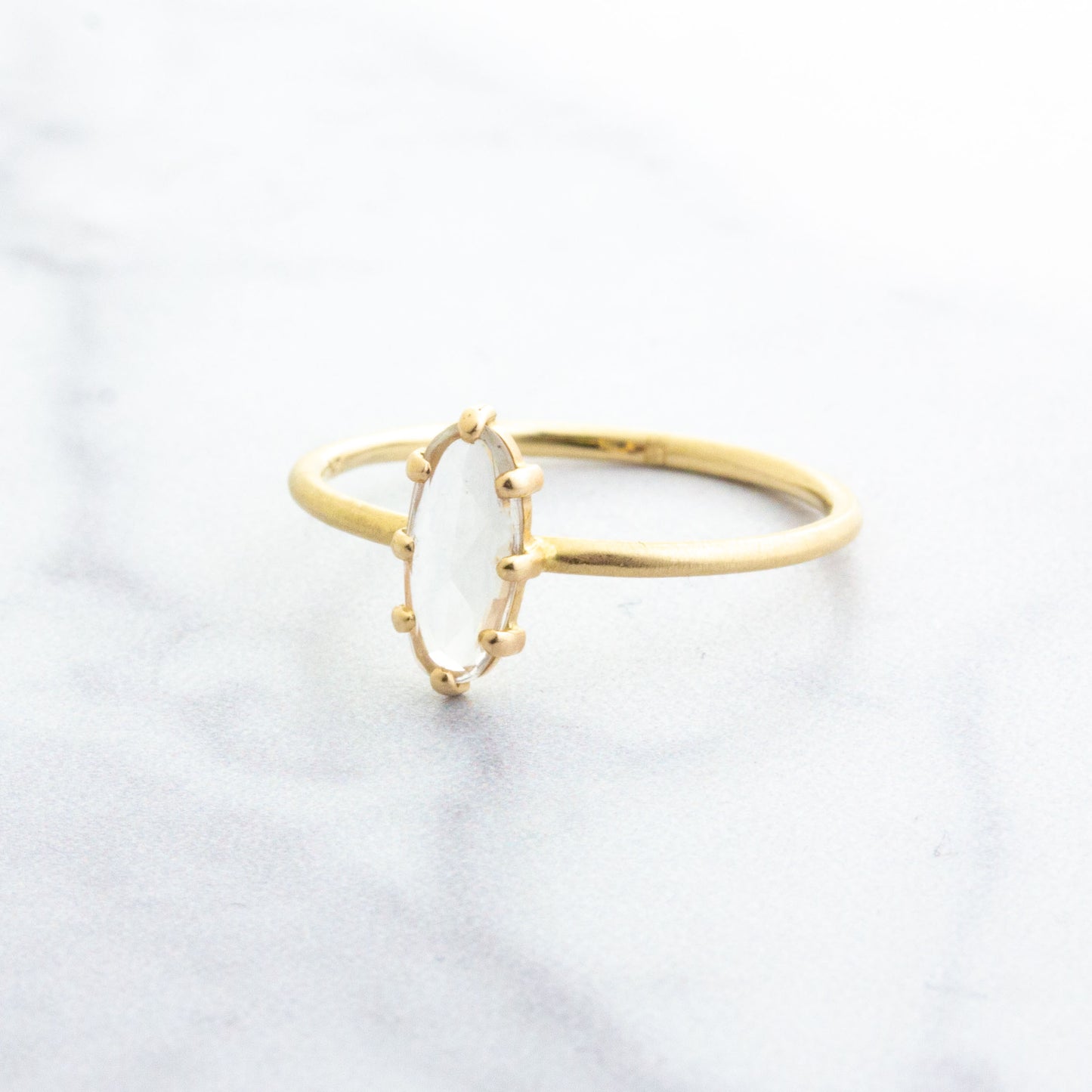 14K Gold & White Sapphire Ring