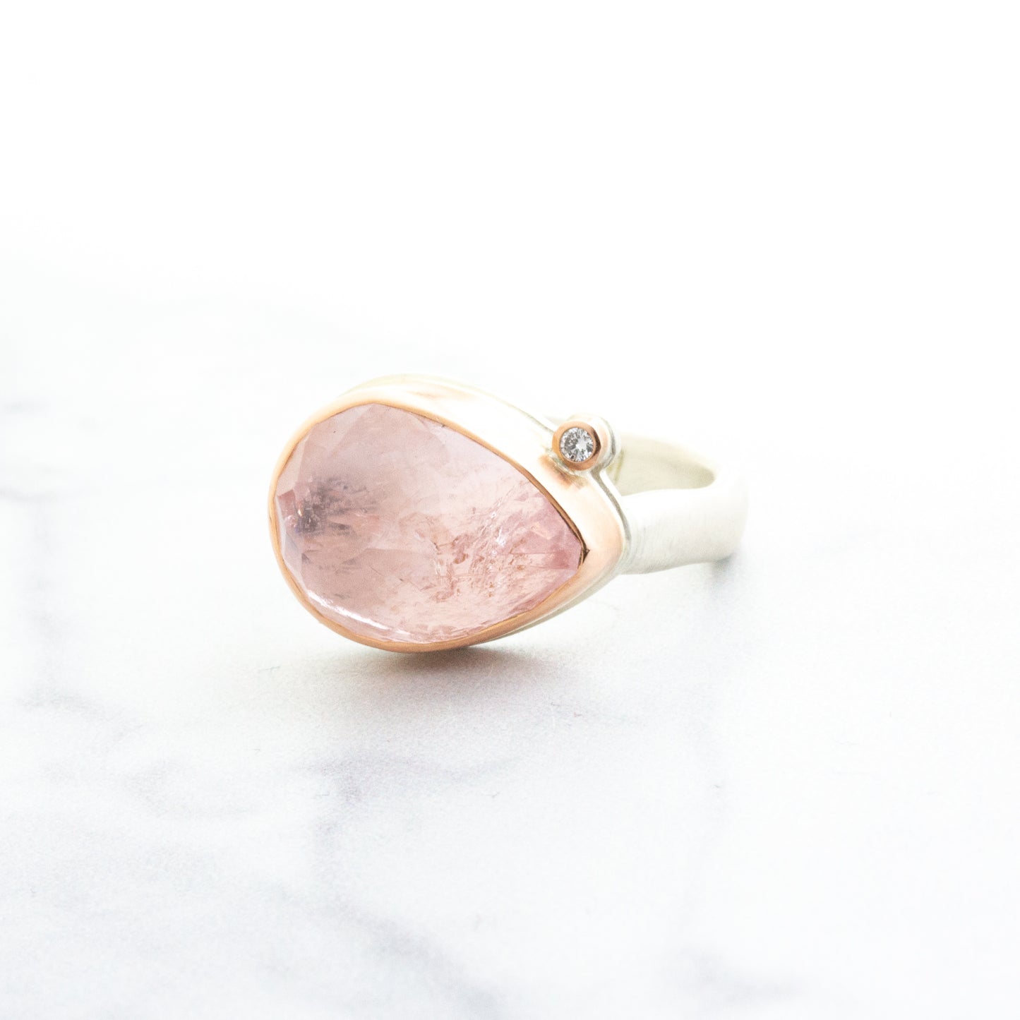 Sterling & 14K Gold Morganite & Diamond Ring