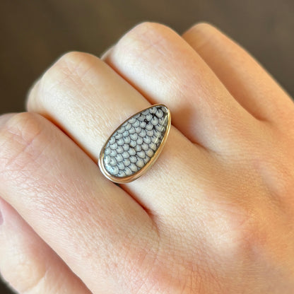 Sterling & 14K Gold Snakeskin Agate Ring