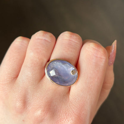 Sterling & 14K Gold Lavender Amethyst & Diamond Ring