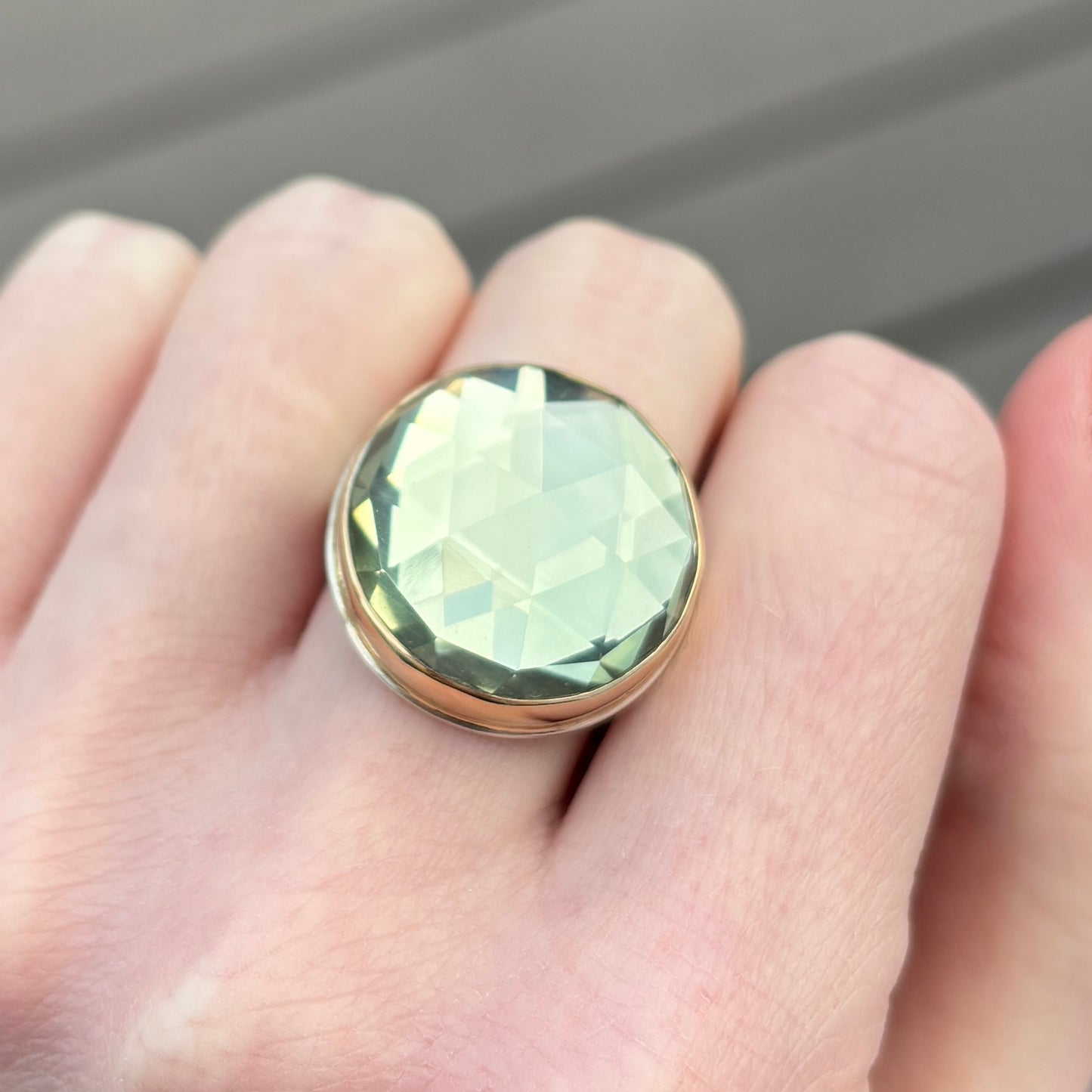 Sterling & 14K Gold Mint Quartz Ring