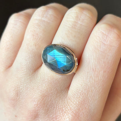 Sterling & 14K Gold Oval Labradorite Ring