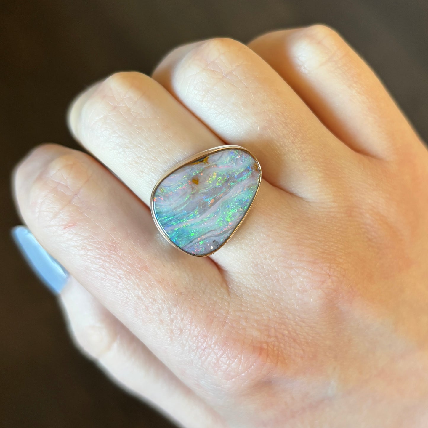 Sterling & 14K Gold Boulder Opal Ring