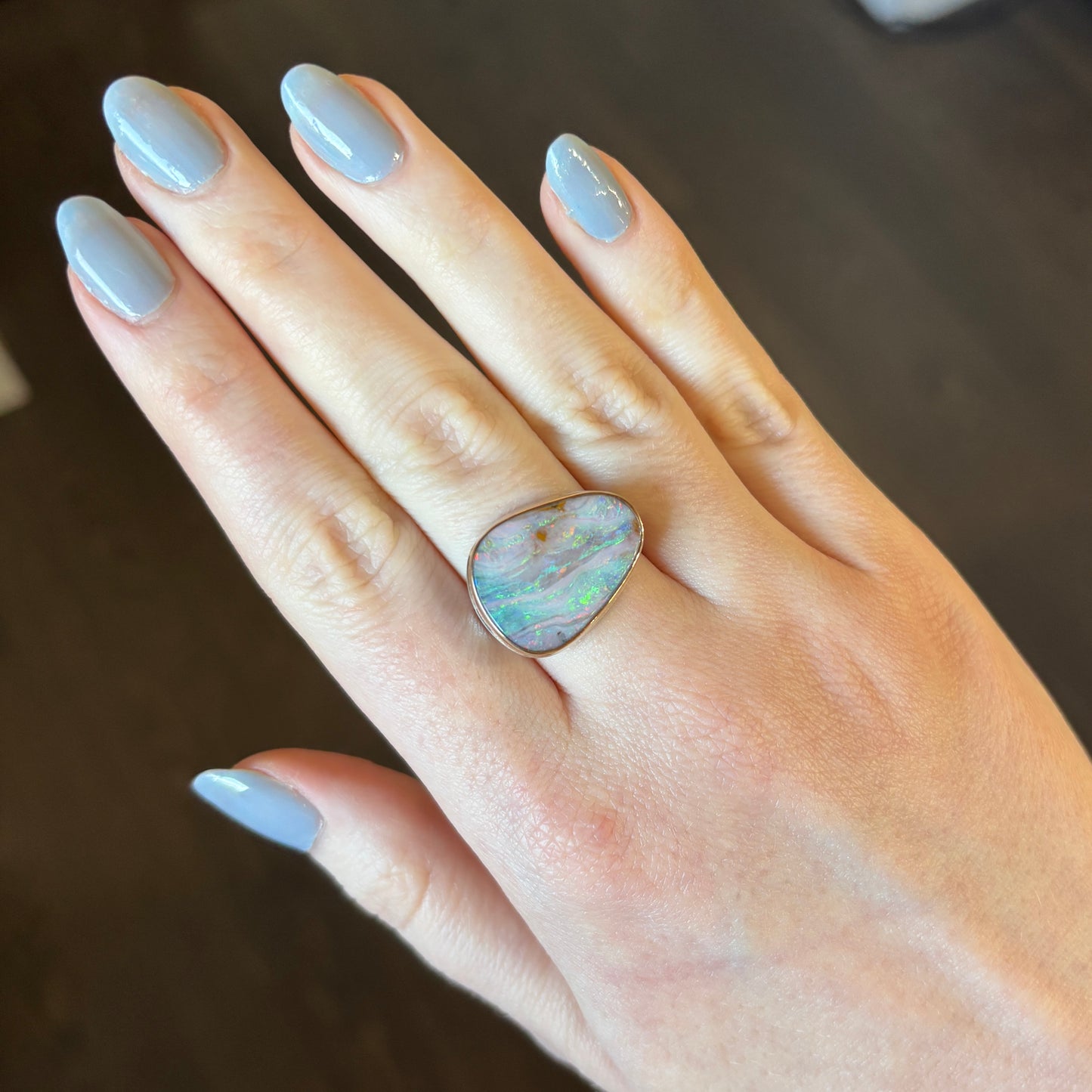 Sterling & 14K Gold Boulder Opal Ring