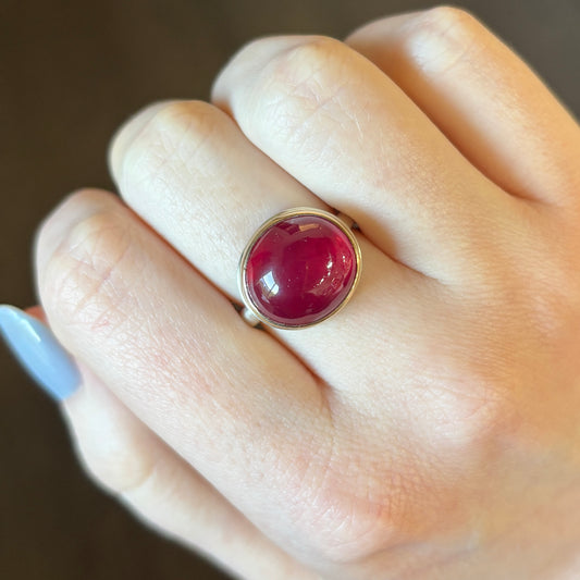 Sterling & 14K Gold African Ruby Ring