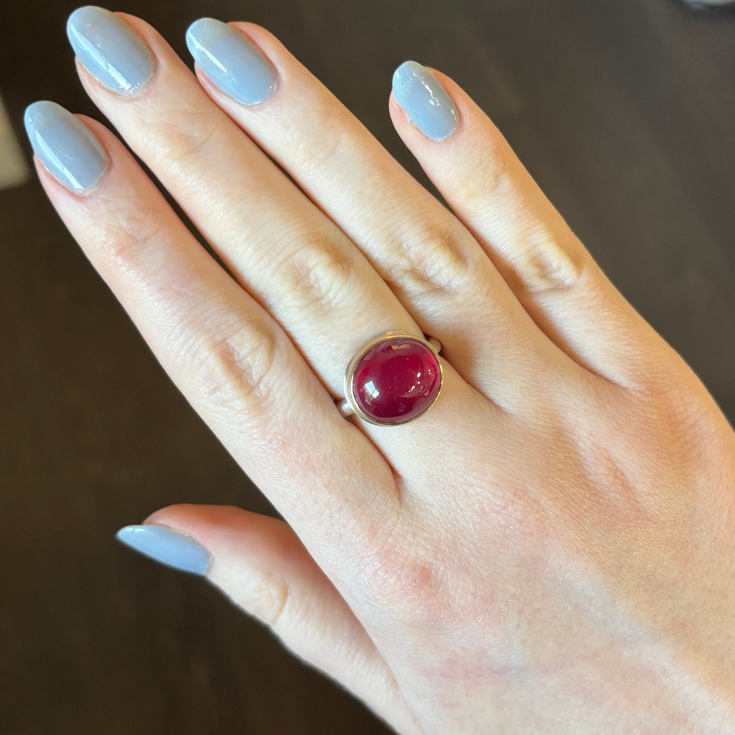 Sterling & 14K Gold African Ruby Ring