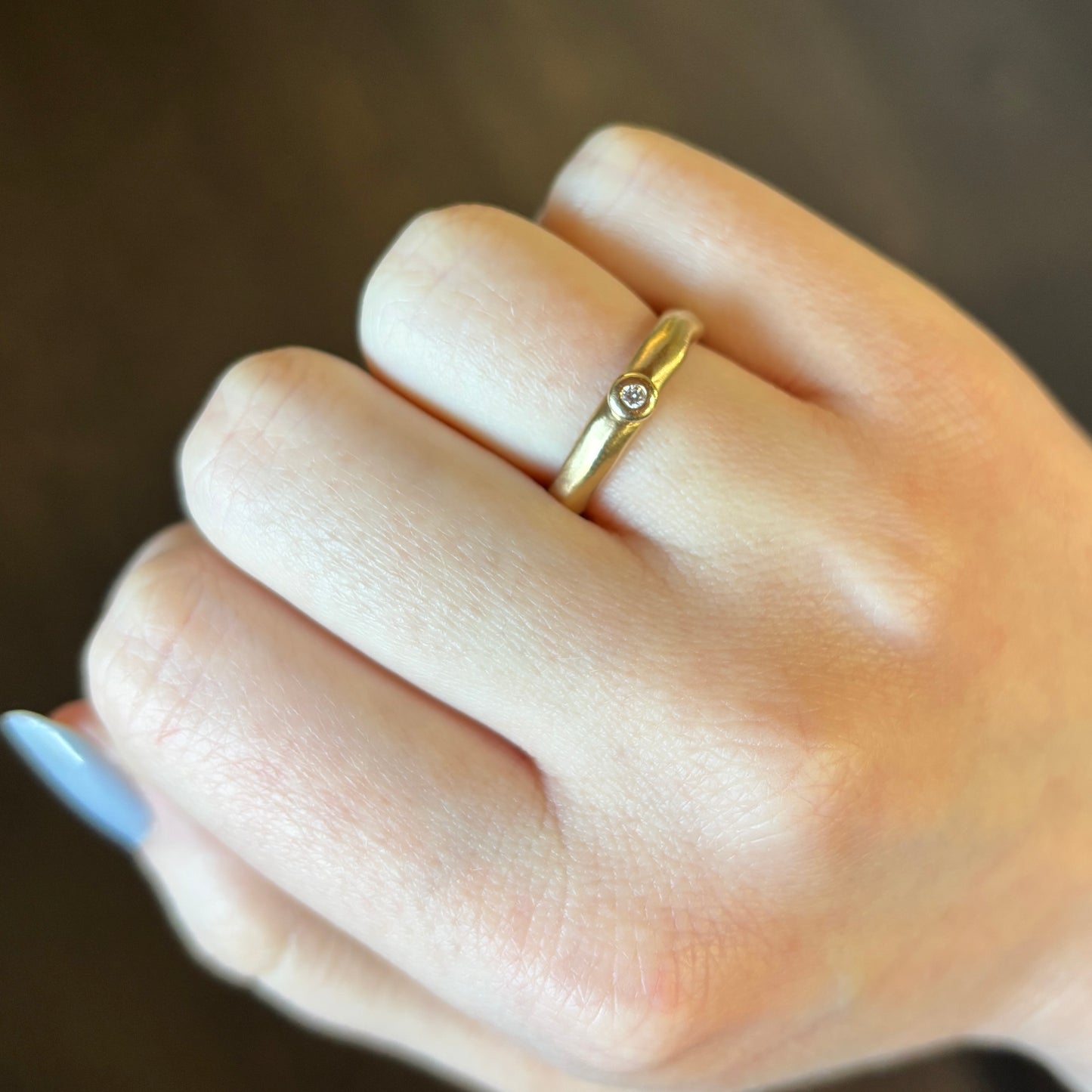 Archival 14k Yellow Gold Sculpted Solitaire Diamond Ring