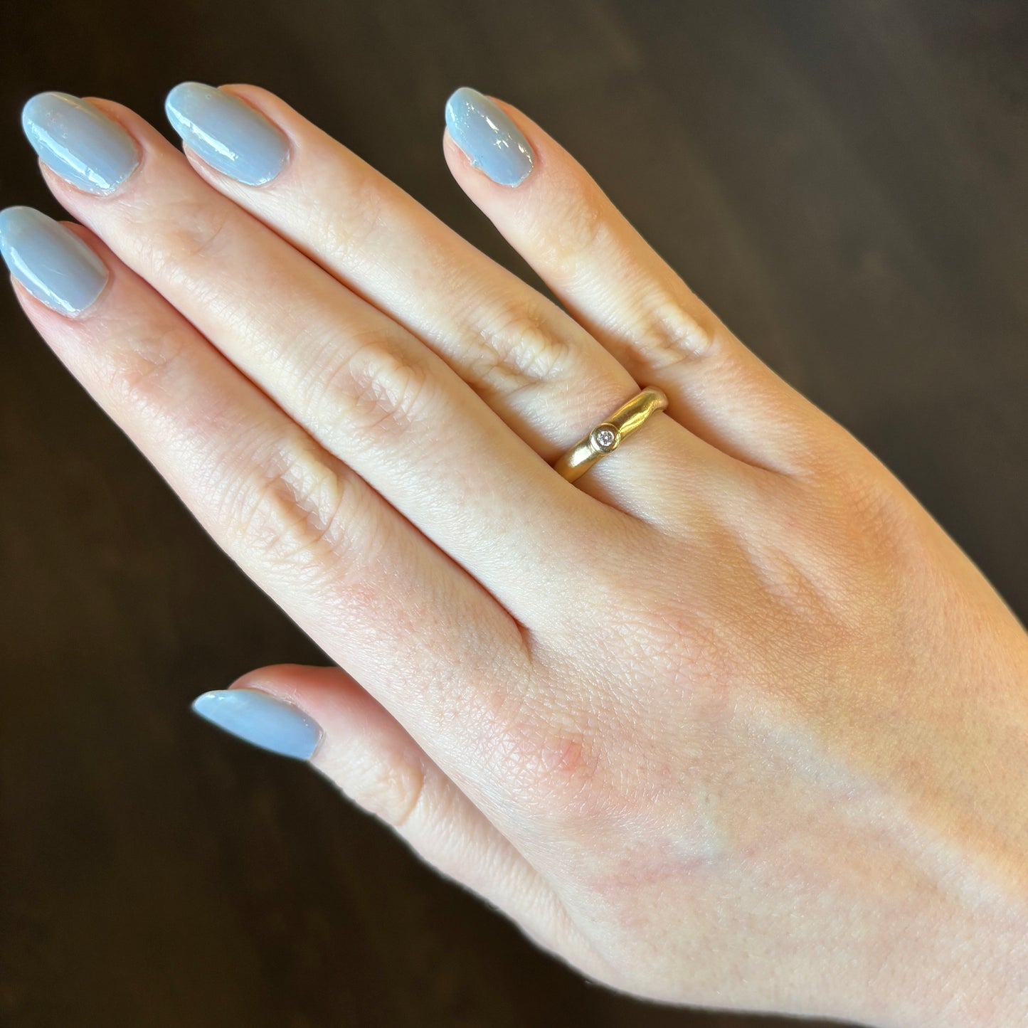 Archival 14k Yellow Gold Sculpted Solitaire Diamond Ring