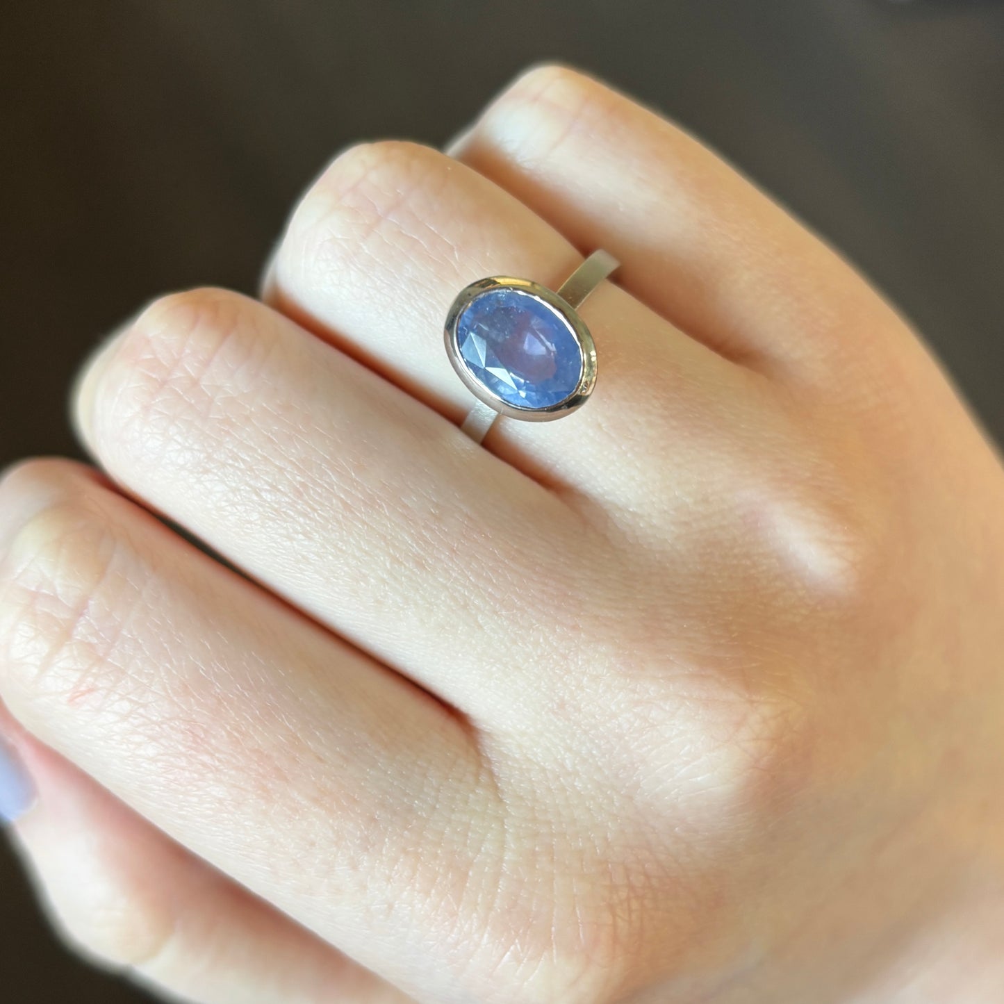 Platinum 5.3ct Blue Sapphire Ring