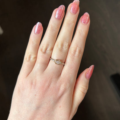 14k Gold Small Leaf Pave Diamond Ring