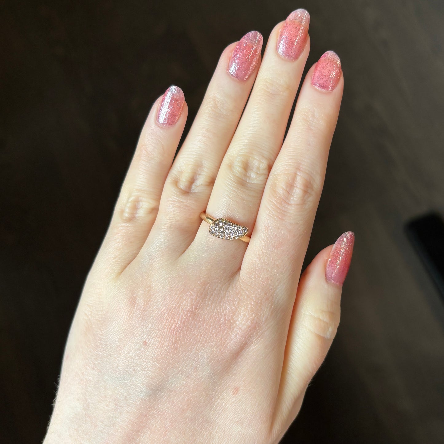 14k Gold Wave Pave Diamond Ring