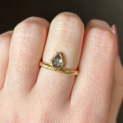 18k Yellow Gold .90ct Rustic Diamond Ring