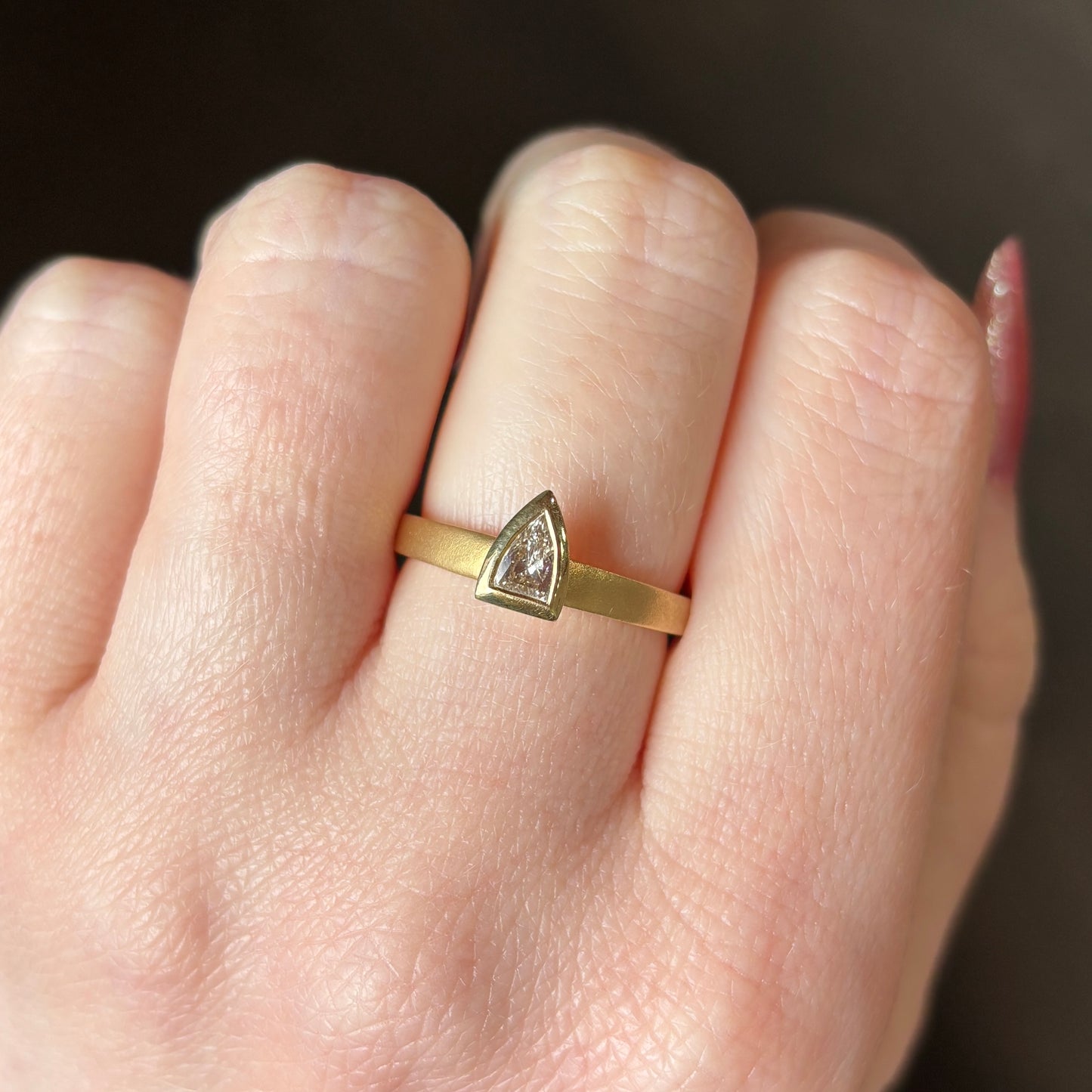 18k Gold .25ct Diamond Shield Ring
