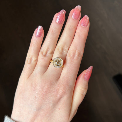 18k Gold 1.14 tcw Diamond Solitaire Halo Ring