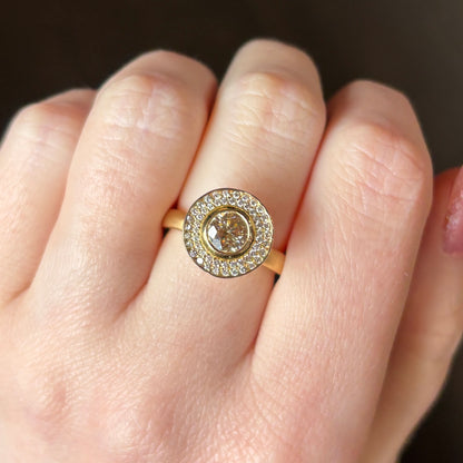 18k Gold 1.14 tcw Diamond Solitaire Halo Ring