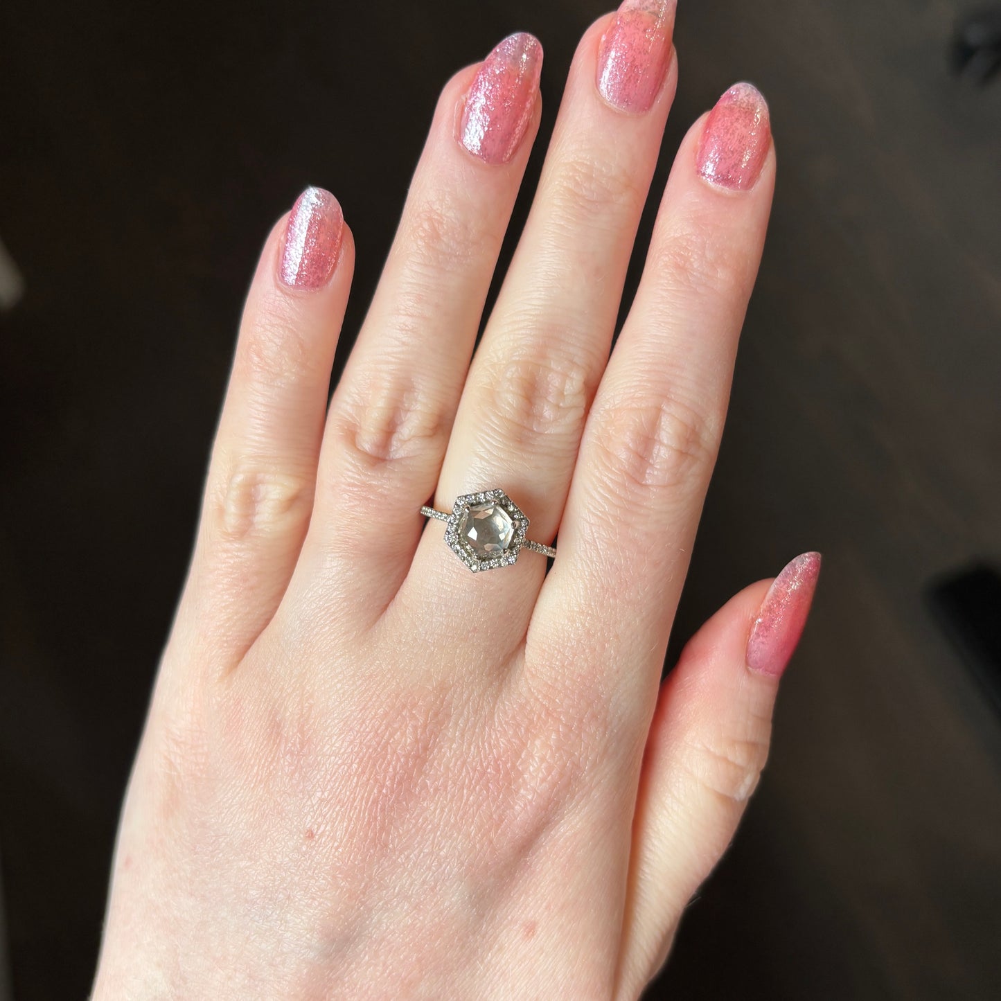 18k White Gold 2.39 tcw Diamond Hexagon Ring