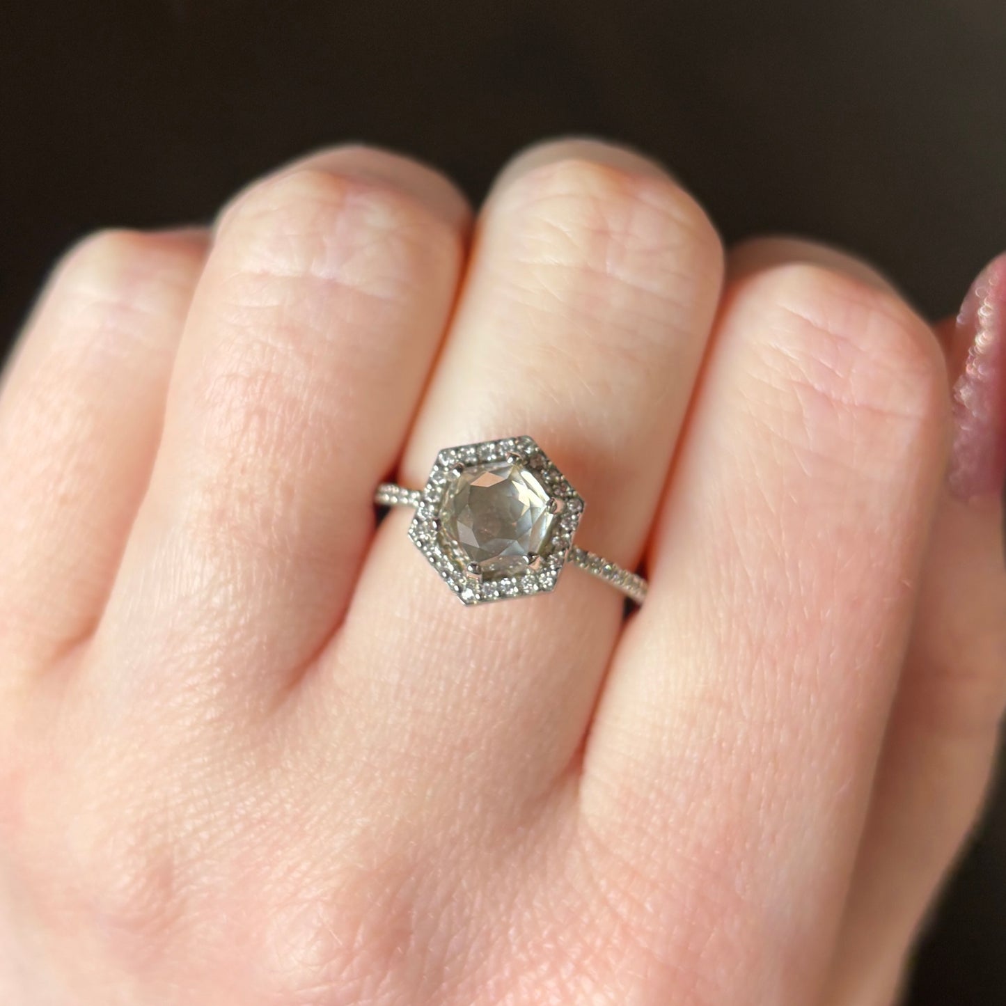 18k White Gold 2.39 tcw Diamond Hexagon Ring