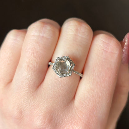 18k White Gold 2.39 tcw Diamond Hexagon Ring