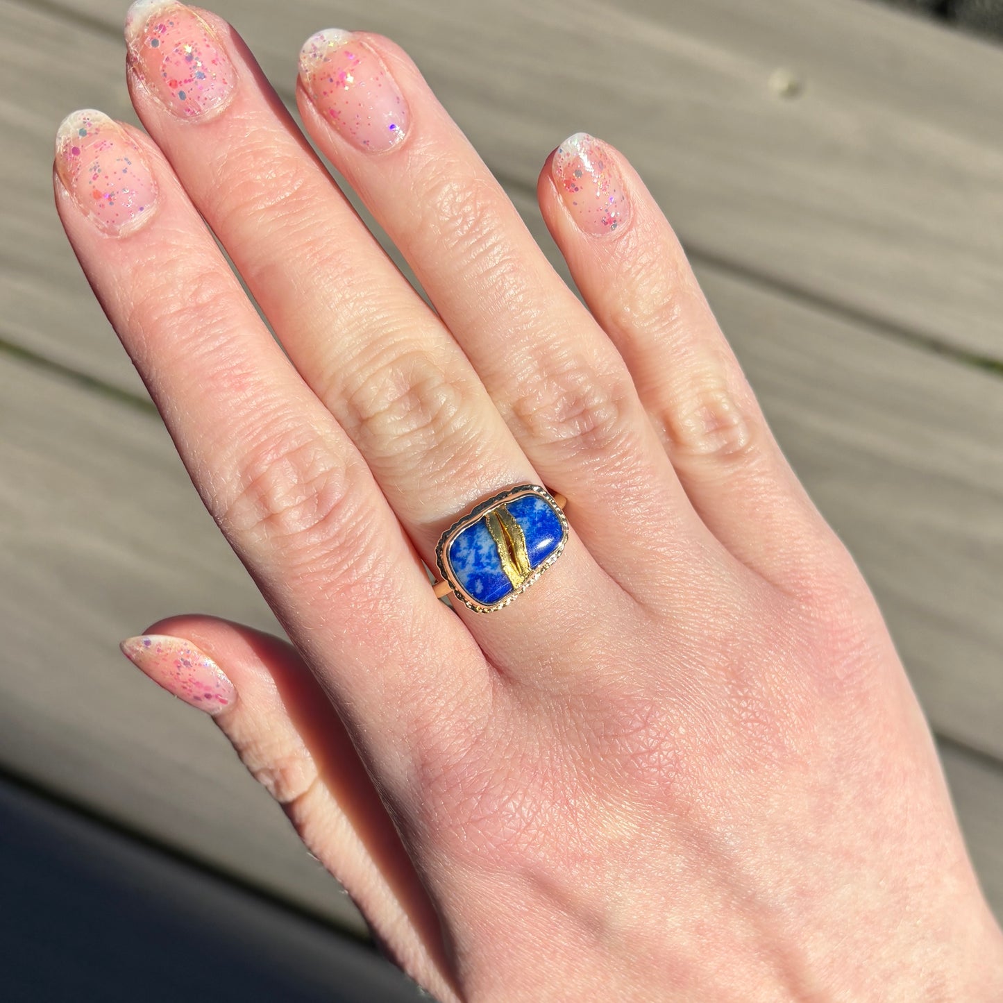 18K Golden Joinery Lapis Ring