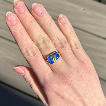 18K Golden Joinery Lapis Ring