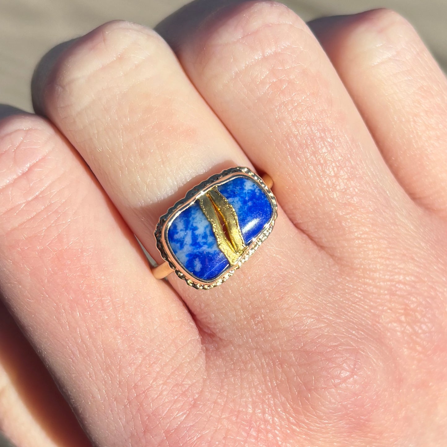 18K Golden Joinery Lapis Ring