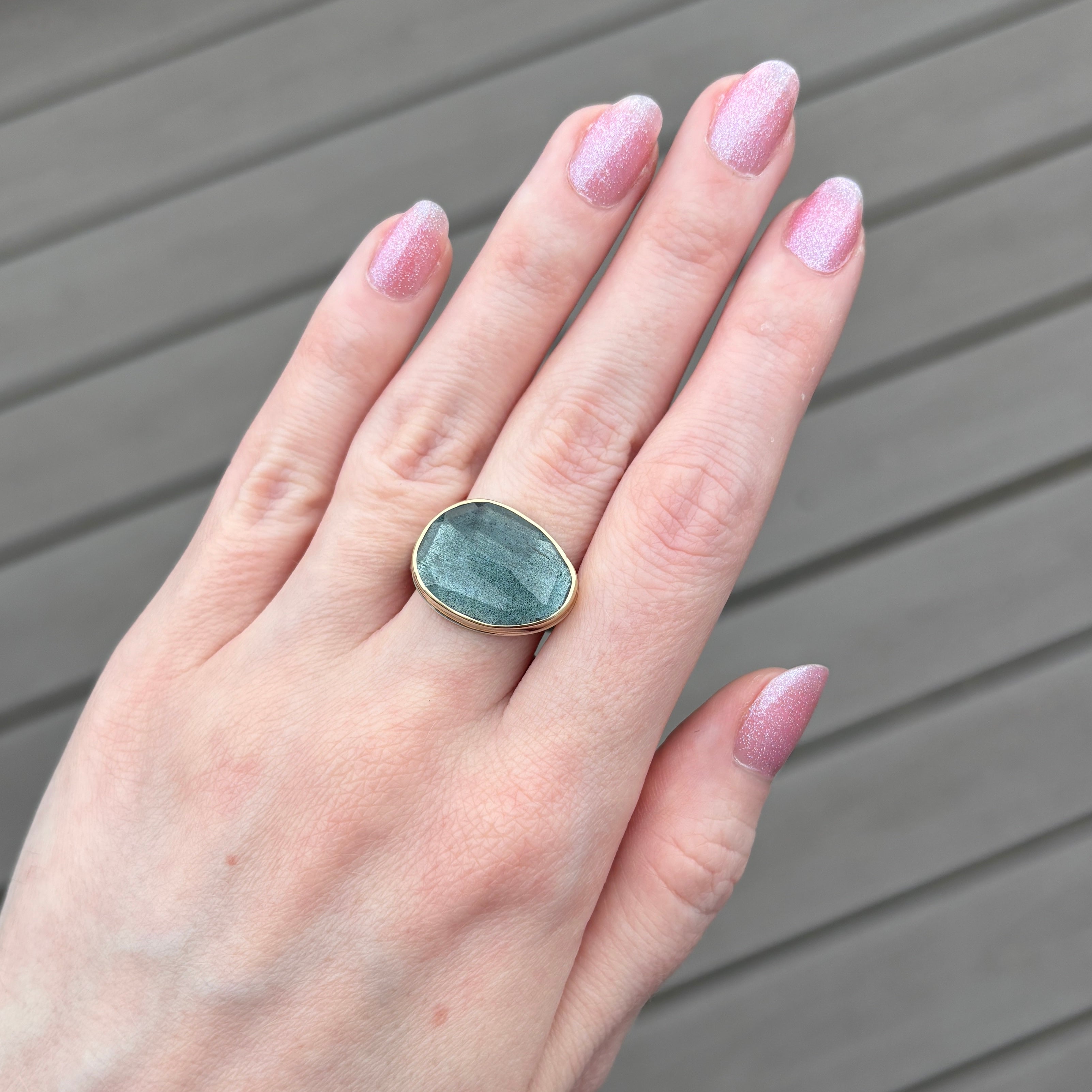 Sterling 14K Gold Moss Aquamarine Ring Jamie Joseph