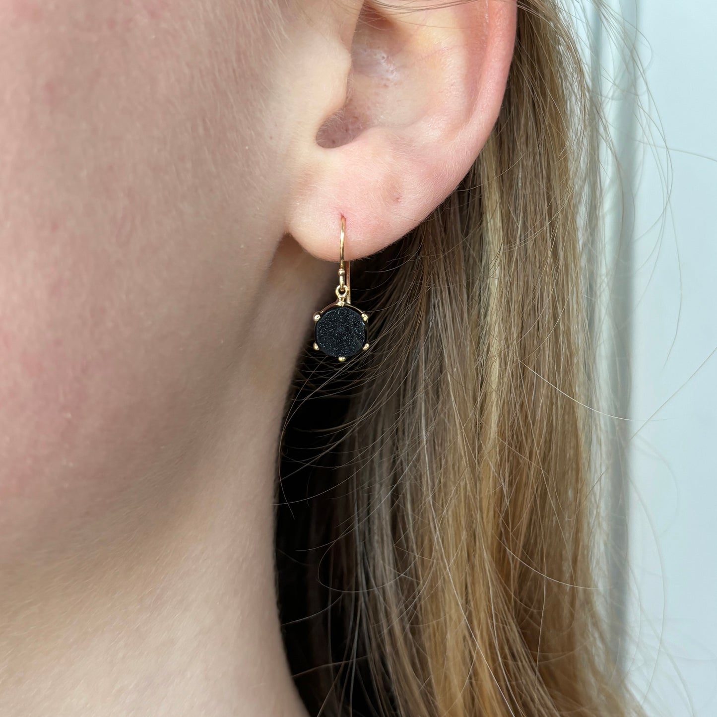 14K Gold Brazilian Drusy Earrings