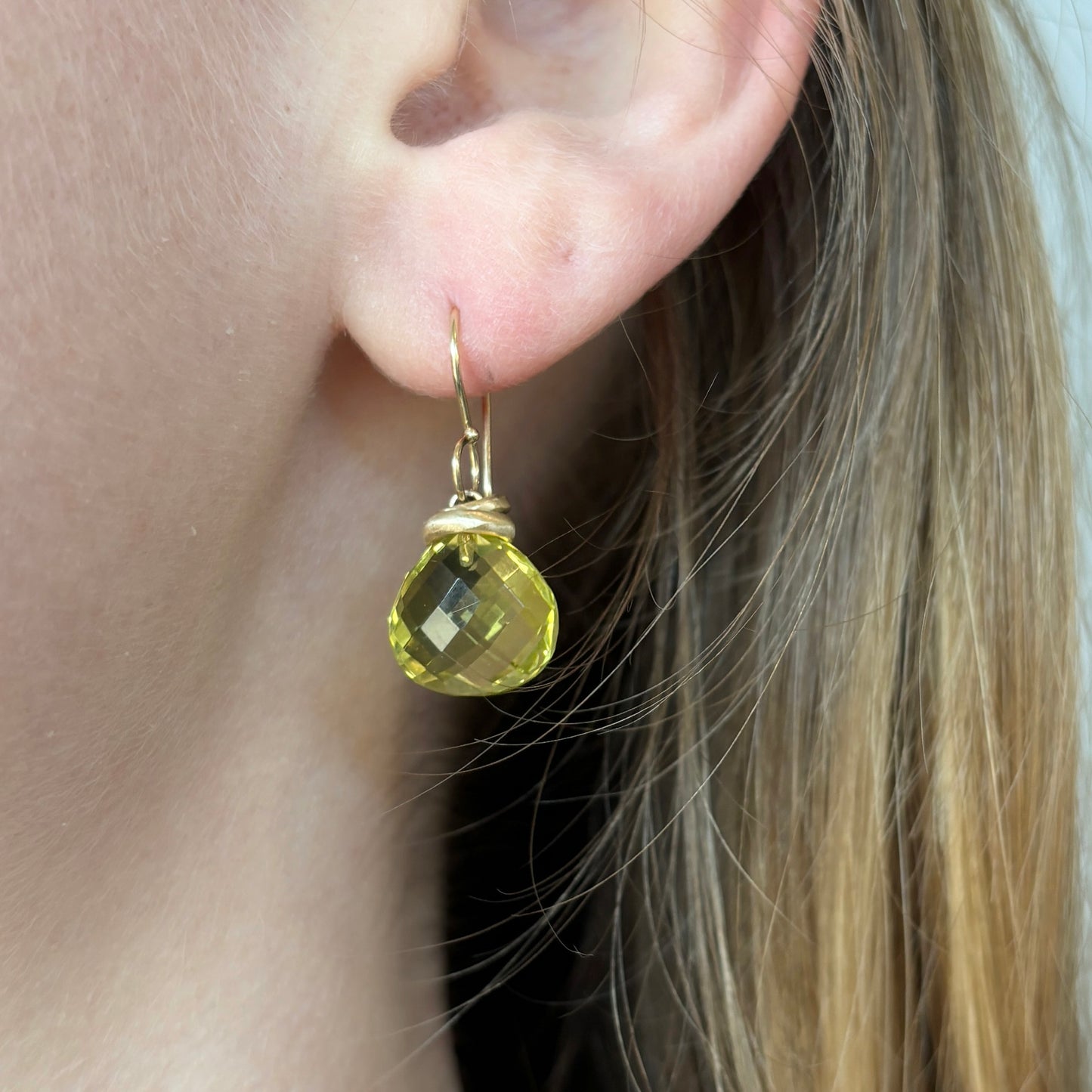 14K Gold Lemon Quartz Earrings