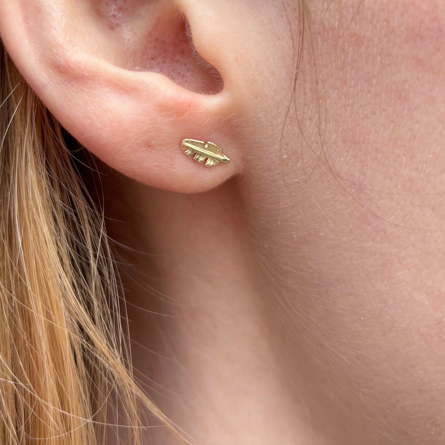 14K Gold Feather Post Earrings