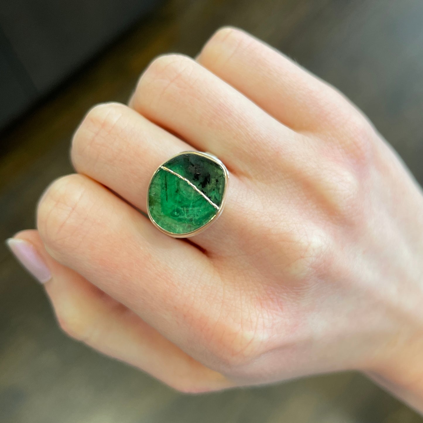 Sterling & 14K Golden Fusion Emerald Ring