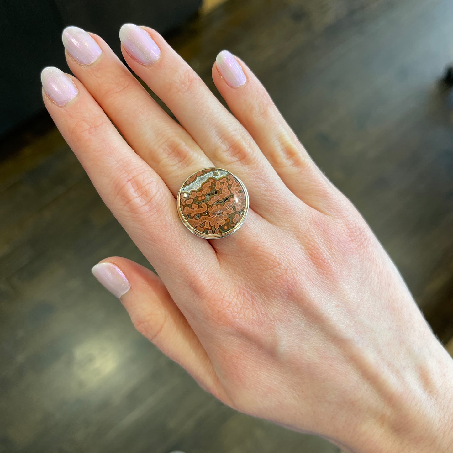 Sterling & 14K Gold Orbicular Jasper Ring