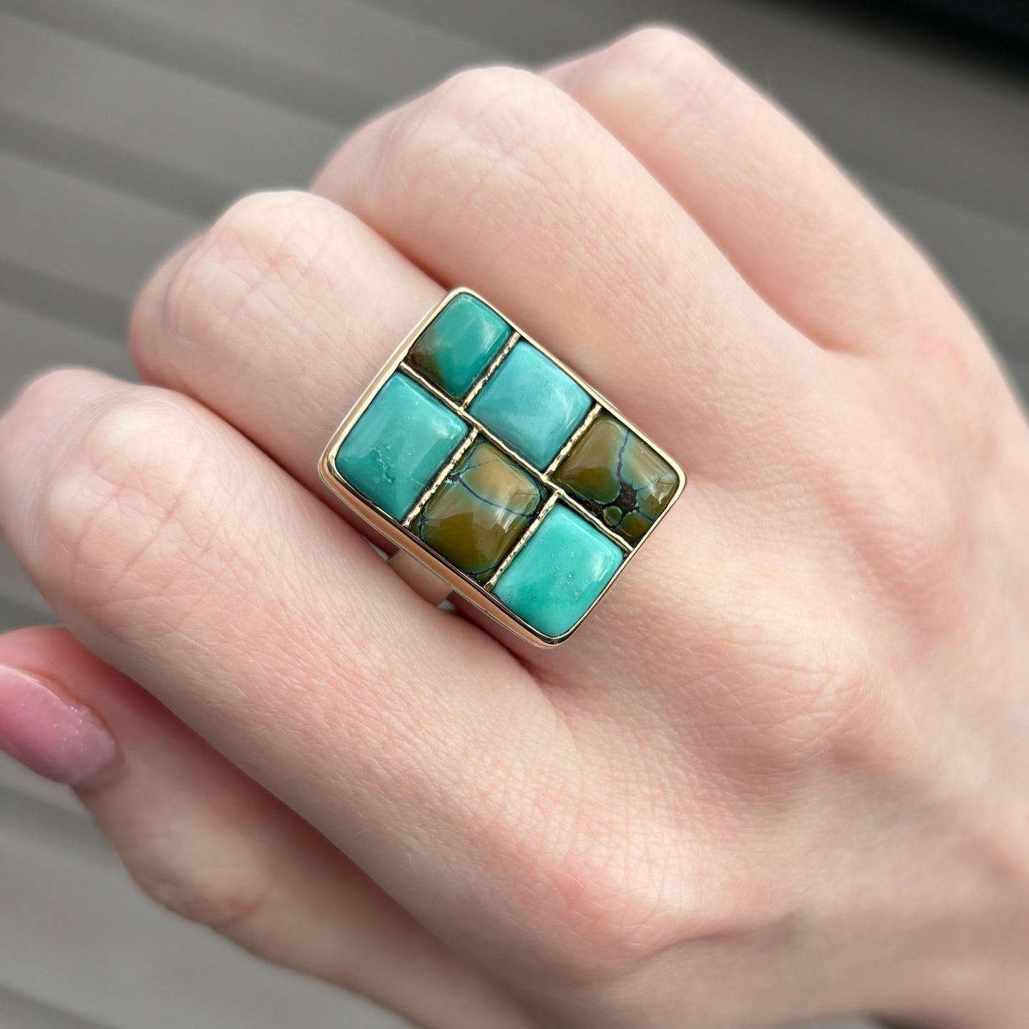 Sterling & 14K Gold Hubei Turquoise Ring