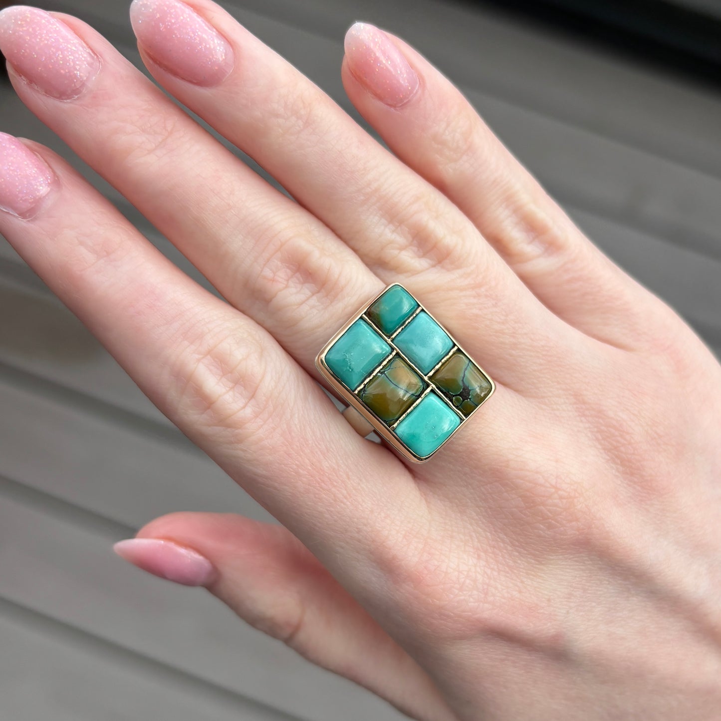 Sterling & 14K Gold Hubei Turquoise Ring