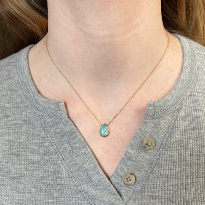 14K Gold Australian Opal Necklace