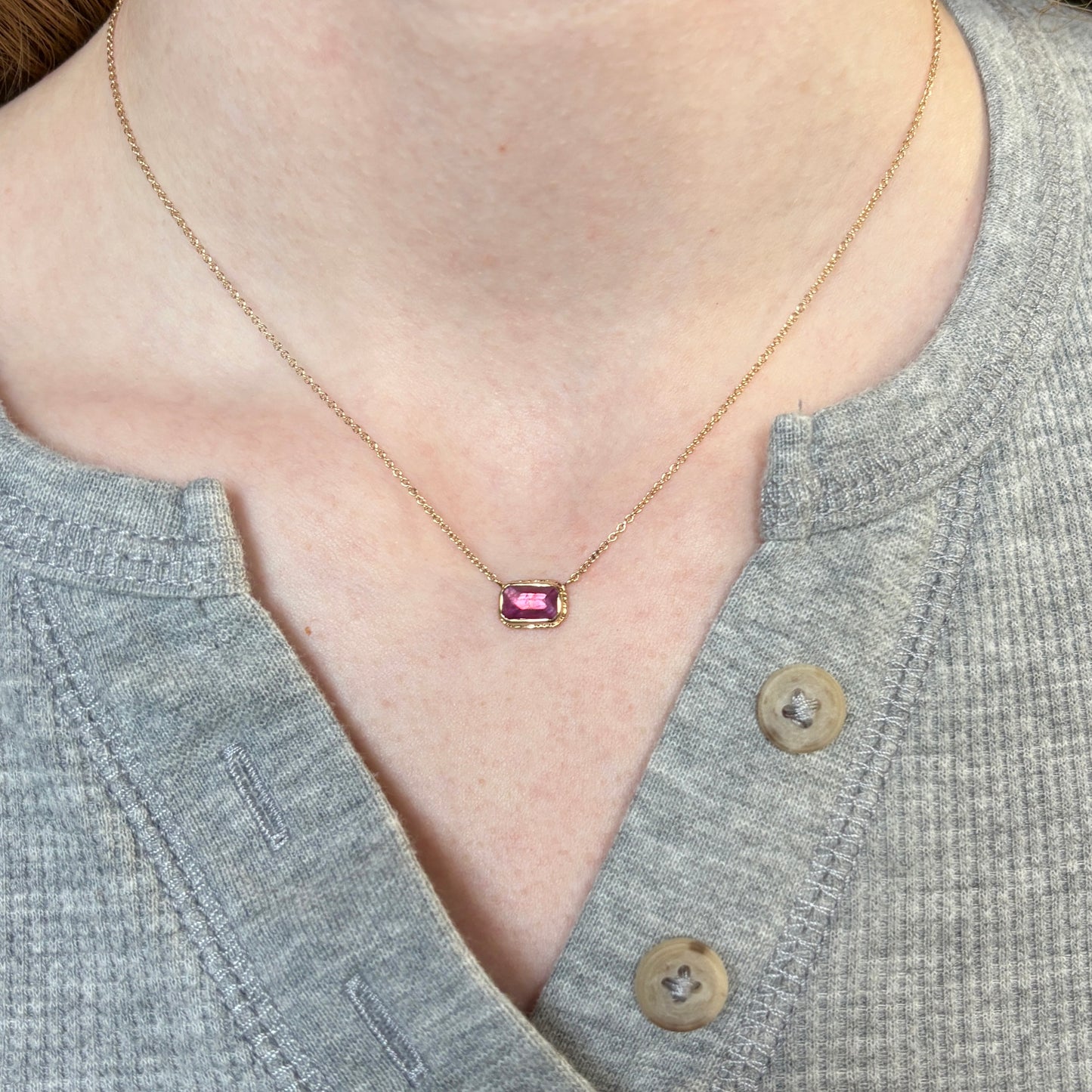 14K Gold African Ruby Necklace
