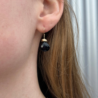 14K Gold Black Onyx Earrings