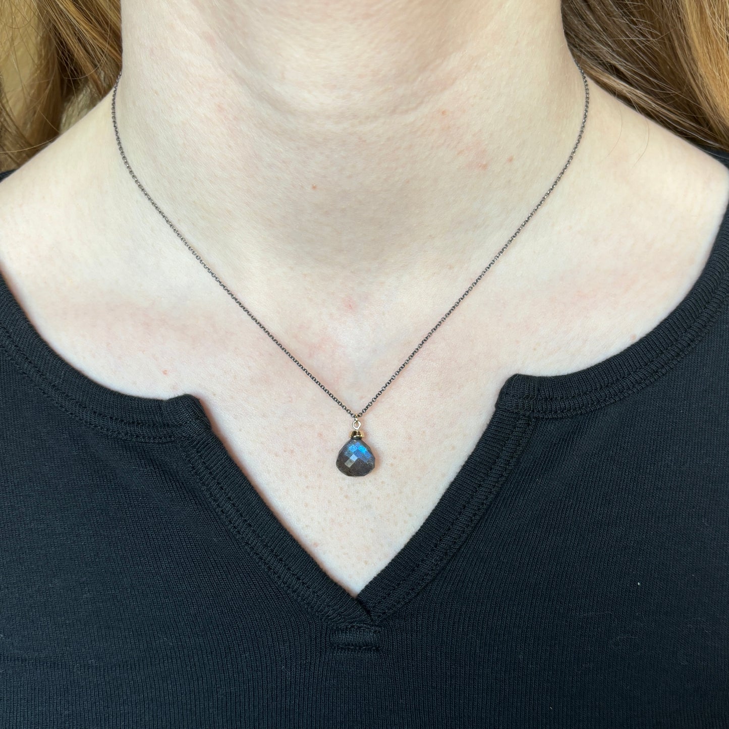 Oxidized Sterling & 14K Gold Labradorite Necklace