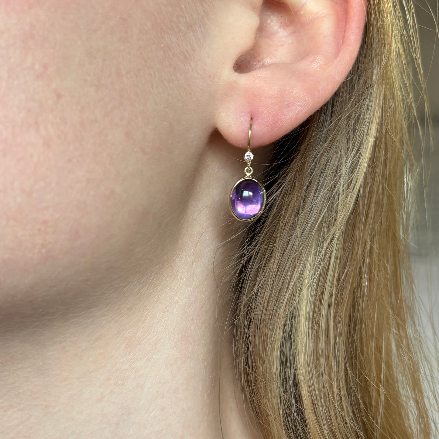 Sterling & 14K Gold Amethyst & Diamond Earrings