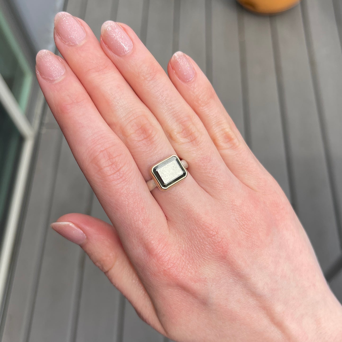 Sterling & 14K Gold Small Pyrite Ring