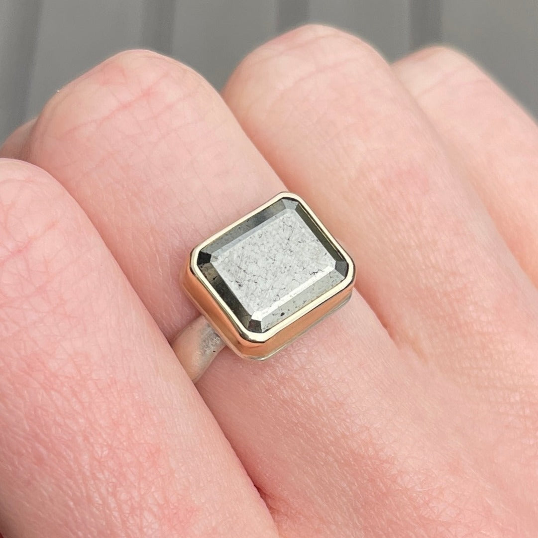 Sterling & 14K Gold Small Pyrite Ring