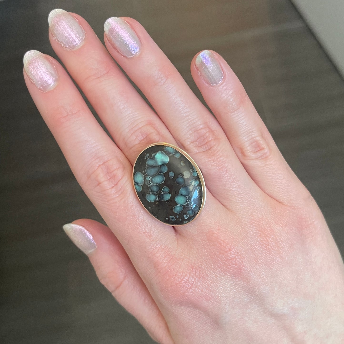 Sterling & 14K Gold Zeus Variscite Ring