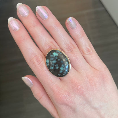 Sterling & 14K Gold Zeus Variscite Ring