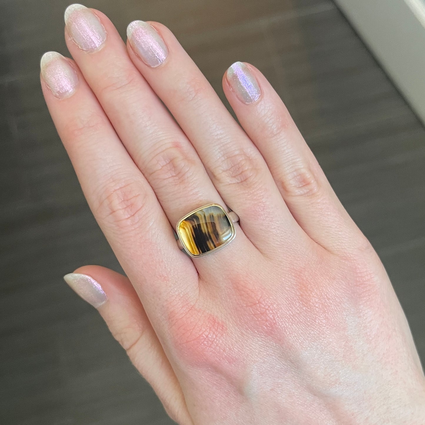 Sterling & 14K Gold Montana Agate Ring
