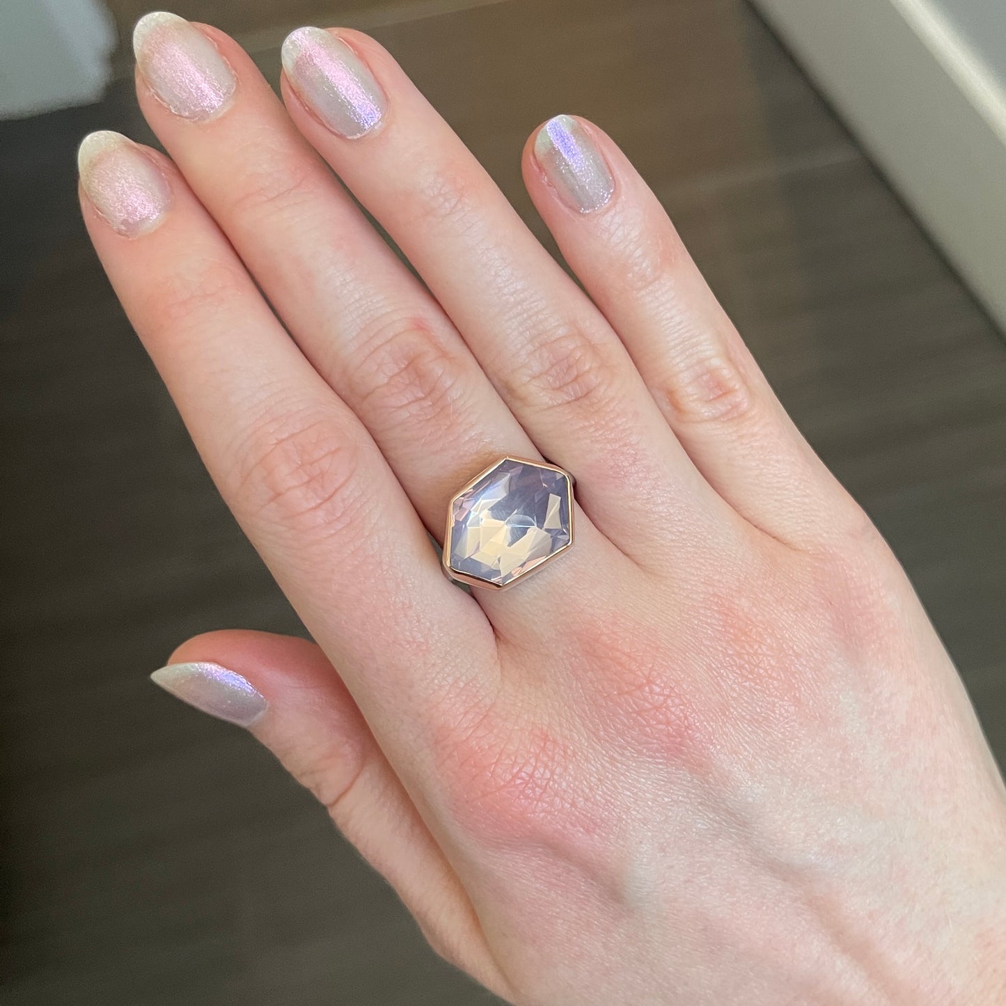 Sterling & 14K Rose Gold Lavender Amethyst Ring